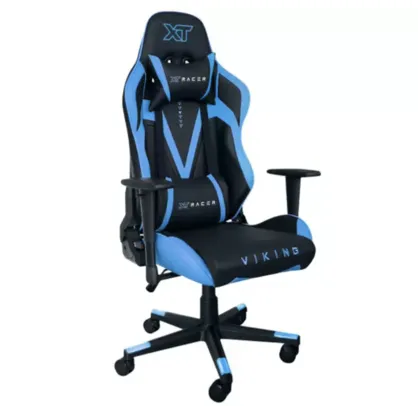 [MagaluPay] Cadeira Gamer XT Racer Reclinável Giratória - Preta e Azul Viking