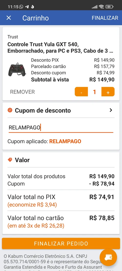 Imagem na descrição da promoção