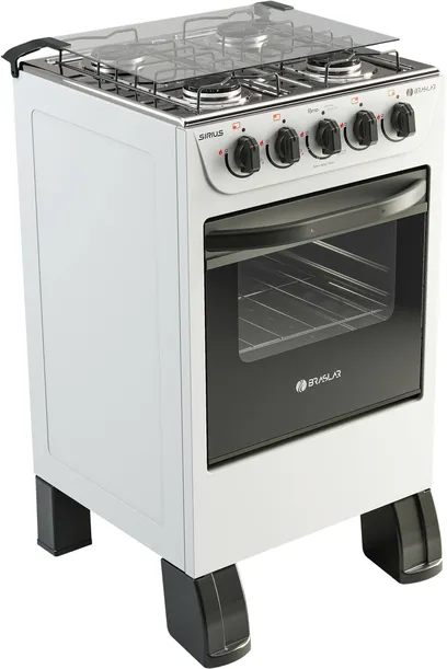 Foto do produto Fogão New Sirius 4 Bocas Mesa Inox Braslar - Branco