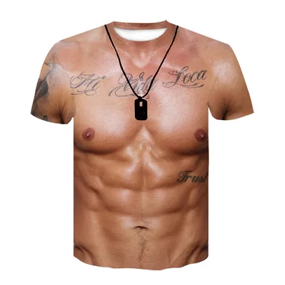 Moda Masculina Engraçado Musculoso Masculino Camiseta Impressão 3d Camiseta 