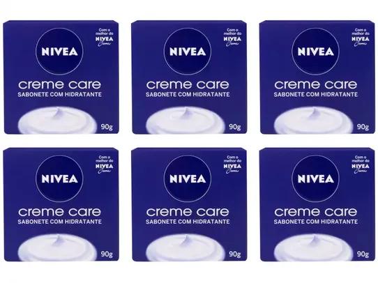 Kit com 6un Sabonete em Barra Nivea Creme Care 90g 