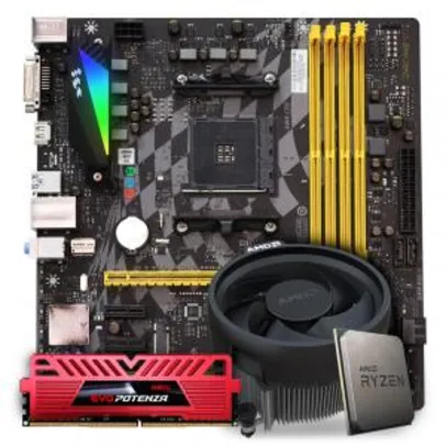 Kit Upgrade Placa Mãe BIOSTAR B350GTX DDR4 + Processador AMD Ryzen 5 3600 3.6GHz + Memória DDR4 8GB