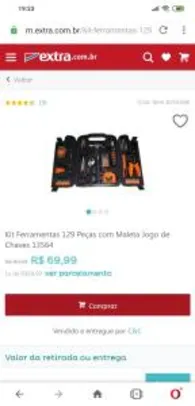 Kit Ferramentas 129 Peças com Maleta Jogo de Chaves R$70
