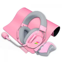 Combo Gamer SuperFrame Magnus 3 Em 1, Headset, Mouse e Mousepad, Pink