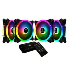 Kit 4 Cooler FAN Gamdias, 480mm, RGB - AEOLUS M2-1204 | R$ 299