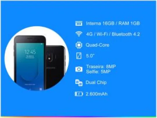 Smartphone Samsung Galaxy J2 Core 16GB Preto | R$594