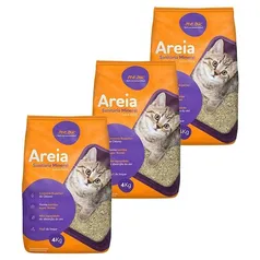 Kit Areia Sanitária Me.Au Pet Grãos Finos para Gatos 4 Kg - 12 Kg (3 Unidades)