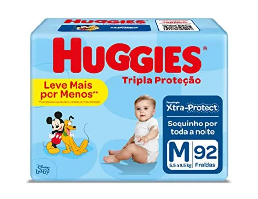 [REC] Huggies Tripla Proteção -Fralda, Tamanho M, 92 Fraldas