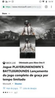 PUBG de graça por tempo limitado [XBOX]