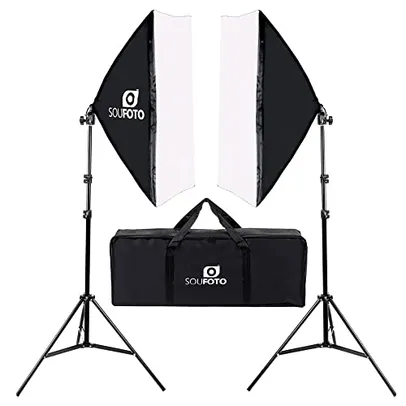 Kit de Iluminação Duplo com Softbox 50x70cm, Tripé de 2m e Bolsa Transporte Sou Foto para Estúdio Fotográfico