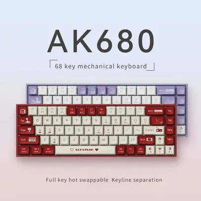 [MOEDAS] Teclado Mecânico AJAZZ AK680 com Fio 68 chaves