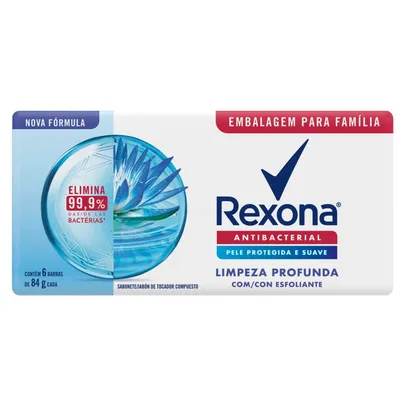 Sabonete Em Barra Rexona Antibacterial Limpeza Profunda 6 Unidades 84g Cada