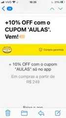 10% no Mercado Livre, acima de $249