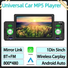 [Gpay] Multimídia automotivo 1Din, CarPlay e Auto, MP5, Bluetooth 5.2