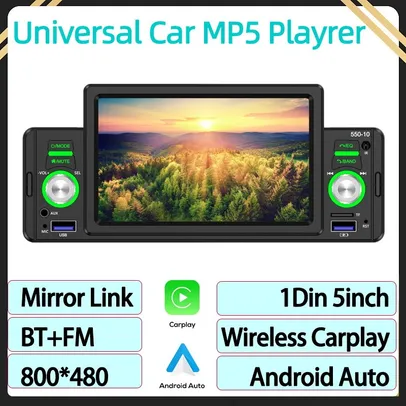 [Gpay] Multimídia automotivo 1Din, CarPlay e Auto, MP5, Bluetooth 5.2