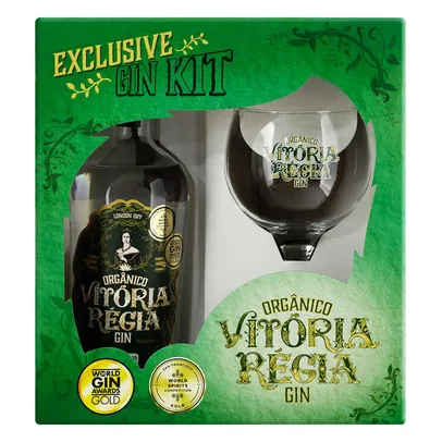 Kit Taça + Gin London Dry Orgânico Vitória Régia 750 ml