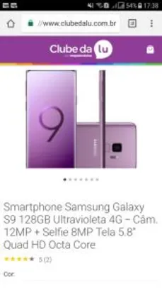Galaxy S9 - 128gb  em até 20x sem juros