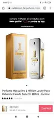 Perfume masculino 1 Million Lucky Paco Rabanne. R$239