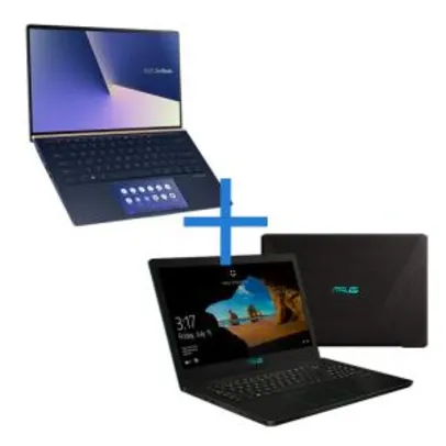 Saindo por R$ 7267: Notebook ASUS Zenbook UX434FAC-A6340T Azul Escuro + Notebook ASUS M570DD-DM122T Preto | Pelando