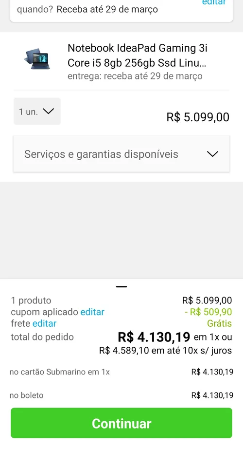 Imagem na descrição da promoção