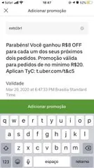 (Usuários Selecionados) R$ 8 de desconto em dois pedidos