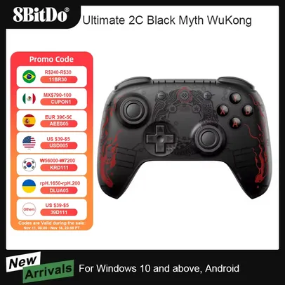 [Com taxa] Controle 8BitDo Ultimate 2C Hall Effect, Black Myth: Wukon