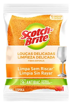 [Rec / Super R$ 1,87] Scotch-Brite, 3M, Esponja para Louças Delicadas, 01 Unidade - Laranja