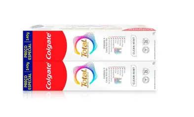 Kit Pasta de Dente Colgate Total Clean Mint 140g  2 unidades. Comprando 3  kits sai a 17,50 cada. Saindo por 8,75 cada pasta de 140 gr.  