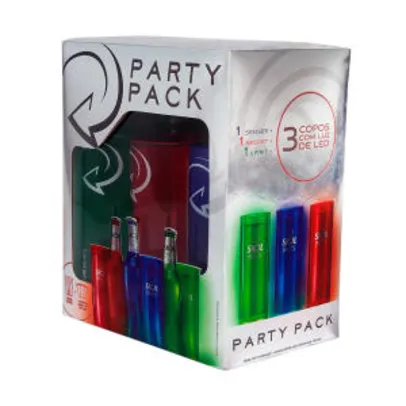 Party Pack Skol Beats: 3 Garrafas 313ml + 3 Copos com LED 350ml - R$34,90