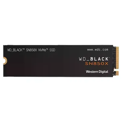 SSD WD Black SN850X Gaming 2TB, M.2 2280 PCIe GEN4X4, NVMe, Leitura: 7300 MB/s e Gravação: 6600 MB/s, Preto - WDS200T2XHE