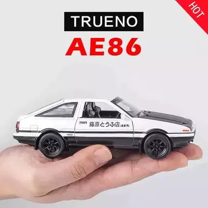 [Taxa inclusa] Miniatura carro 1:32 Toyota AE86 Sprinter Trueno em metal, farol acende - Initial D