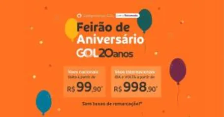 Passagens nacionais com a volta a partir de R$99,90