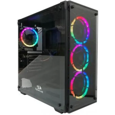 Gabinete Gamer Redragon Wheel Jack, Mid Tower, S-Fan, Vidro Temperado, Black, S-fonte, GC-606B