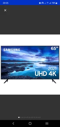  Smart TV 65" UHD 4K Samsung 65AU7700, Processador Crystal 4K, Tela sem limites, Visual Livre de Cab