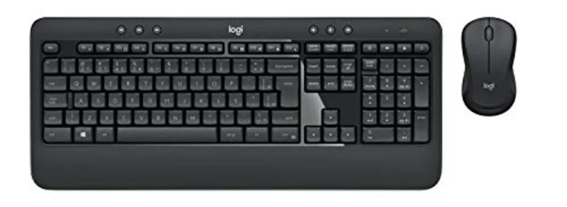 Combo Teclado e Mouse sem fio Logitech MK540 com Teclado com Apoio para as Mãos, Teclas de Mídia, USB, Pilha Inclusa e Layout ABNT2