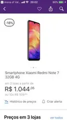 Smartphone Xiaomi Redmi Note 7 6.3 Polegadas 3GB/32GB Dual Sim Versão Global - Preto - R$1044