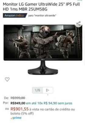 Monitor Ultrawide LG AMAZON | R$902