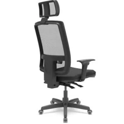[Com AME R$ 657] Cadeira Presidente Brizza Apoio Cabeça Braço 3D assento couro - Plaxmetal