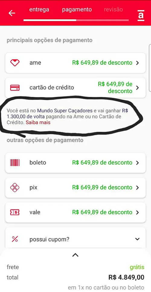 Imagem na descrição da promoção