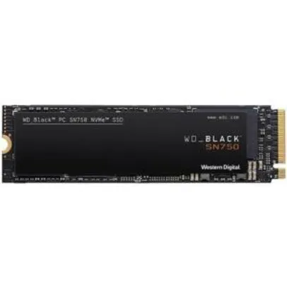 SSD WD Black SN750, 500GB, M.2, NVMe, L 3470MB/s, G 2600MB/s | R$560