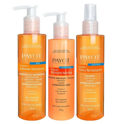 Kit payot complexo vitamina C - sabonete líquido 220ML / tônico facial 220ML / loção hidratante corp