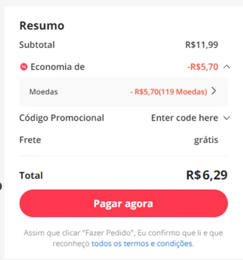 Imagem na descrição da promoção