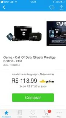 Call of Duty®: Ghosts Prestige Edition (PS3) - R$ 114
