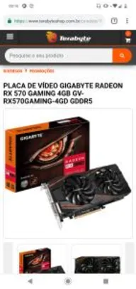 PLACA DE VÍDEO GIGABYTE RADEON RX 570 GAMING 4GB | R$699