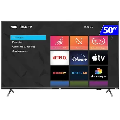 Smart TV AOC Roku LED 50 Polegadas 4K UHD Wi-Fi 50U6125/78G