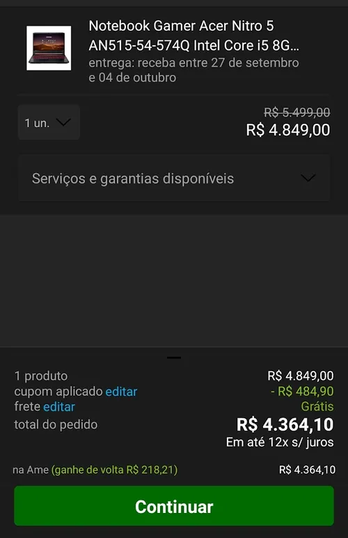 Imagem na descrição da promoção