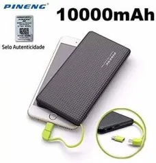 [Prime] Carregador Original Portátil 10.000 mAh Pineng Power Bank Slim | R$80