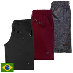 Kit 3 Bermudas Moletom Academia Treino Masculinas Algodão Ducam 2 Bolsos