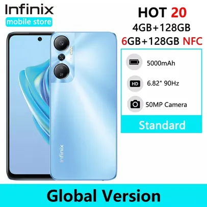 Smartphone Infinix Hot 20 4g tela 90hz 4gb/128gb