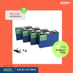 [Taxa inclusa] Pack bateria LiFePo4 Kingbo-CALB88AH, 12V 88Ah, armazém do Brasil, 4 PCes 